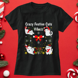 カジュアルでお祭り好きな猫のクリスマスグッズ Tシャツ
