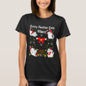 カジュアルでお祭り好きな猫のクリスマスグッズ Tシャツ (正面)