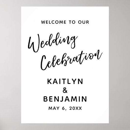 カジュアルでシンプルな結婚式ウェルカムサイン ポスター (正面)