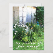 カジュアルで素朴な裏庭の庭園の結婚式 招待状 (正面)