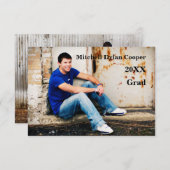 カジュアルなグランジ- 3x5卒業の発表 招待状 (正面/裏面)