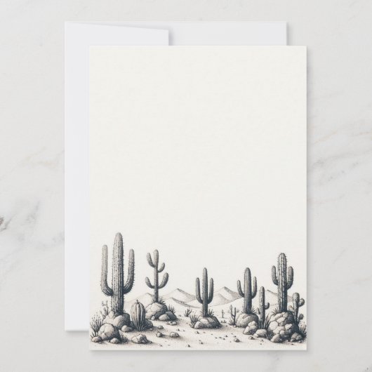 カジュアルなサボテンのウェディング 招待状 (裏面)
