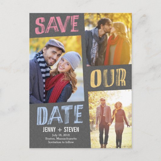 カジュアルなシック日付はがきを保存 案内ポストカード (正面)