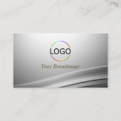 カジュアルなシルバーカーブの装飾ロゴと写真 名刺 (正面)