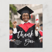 カジュアルなスクリプトと写真 | 卒業お礼 ポストカード (正面)