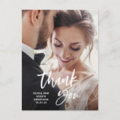 カジュアルなスクリプトと写真 | 結婚式のお礼 ポストカード (正面)