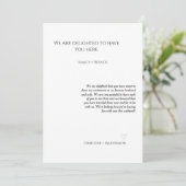 カジュアルなスクリプト結婚式のウェルカムメッセージと行程表の週末 案内状 (スタンド正面)