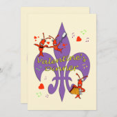 カジュアルなバレンタインデーの食事会招待状（カジュアルスタイル） 招待状 (正面/裏面)