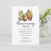 カジュアルなバーでの周年パーティー招待状 招待状 (スタンド正面)