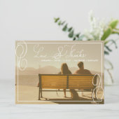 カジュアルなボーダー結婚式愛および感謝のタイポグラフィ サンキューカード (スタンド正面)