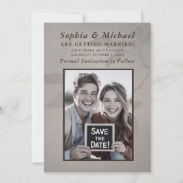 カジュアルなラスティックウェディングのSave the Date写真 セーブザデート