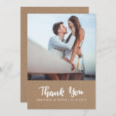 カジュアルな写真の結婚式はクラフト紙感謝していしています サンキューカード (正面/裏面)
