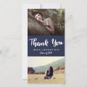 カジュアルな卒業生2の写真は濃紺感謝していしています サンキューカード (正面)