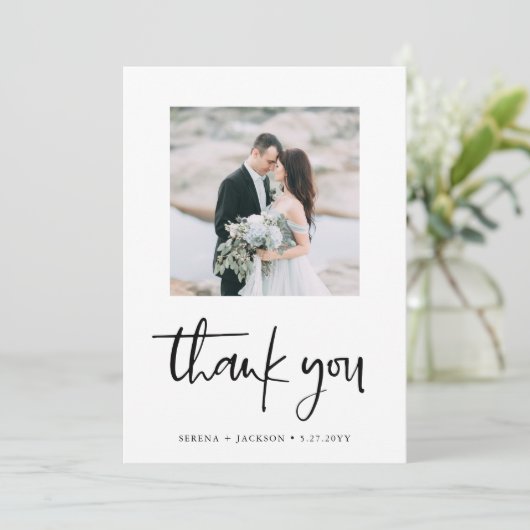 カジュアルな原稿|のミニマリスト2の写真の結婚式 サンキューカード (スタンド正面)