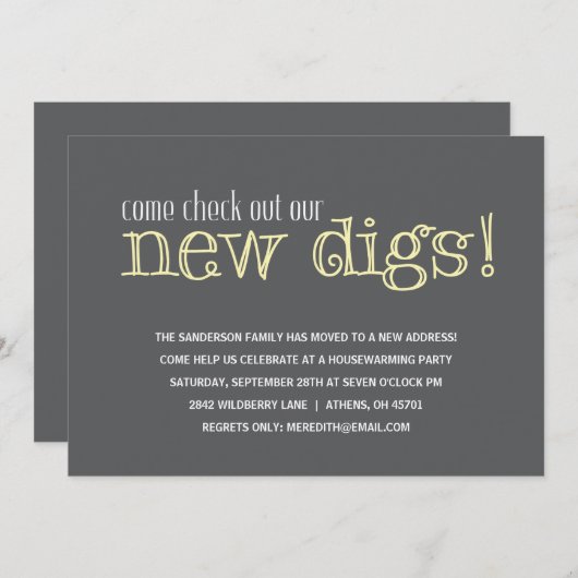 カジュアルな引っ越し祝いパーティーのパーティの招待状 招待状 (正面/裏面)