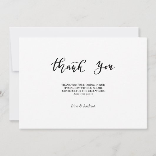 カジュアルな感謝の言葉 スクリプト ウェディング フォト (裏面)