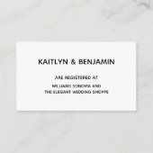 カジュアルな手書きゴールド タイポグラフィー ギフト レジストリー エンクロージャーカード (裏面)