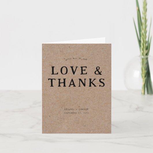 カジュアルな手書きタイポグラフィー クラフト サンキューカード (正面)