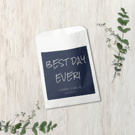 カジュアルな手書きタイポグラフィー シルバー & ネイビー フェイバーバッグ