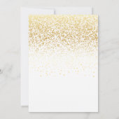 カジュアルな手書きフォントが輝くゴールドのコンフェッティ 招待状 (裏面)