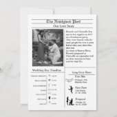 カジュアルな新聞風の結婚式の招待状（Save the Date） 招待状 (裏面)