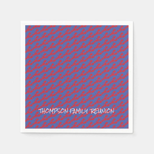 カジュアルな海岸パーティーに最適なロブスターパターン家族再会ネームタグ スタンダードカクテルナプキン (正面)