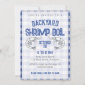 カジュアルな海鮮ディナーパーティー シュリンプ・ボイルをテーマにした庭での食事会 招待状 (正面)