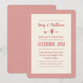 カジュアルな結婚式の招待状 ダスキーピンクとクリーム 招待状 (正面/裏面)