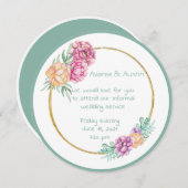 カジュアルな結婚式の水彩花イラスト 招待状 (正面/裏面)