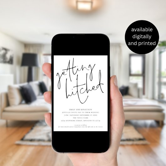 カジュアルな結婚式招待状スクリプトQRコードデザイン 招待状