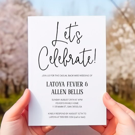 カジュアルな裏庭ウェディングを楽しもう 招待状