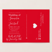 カジュアルな赤と金のハートの出欠確認と結婚式のカード 箔カード (内部)