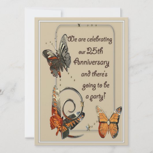 カジュアルな25周年招待状 招待状 (正面)
