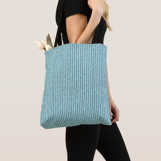カジュアルアクアコーデュロイストライプパターン トートバッグ (クローズアップ)