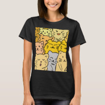 カジュアルウェアの女性用Tシャツ用のかわいい猫の群れ
