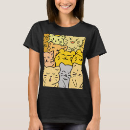 カジュアルウェアの女性用Tシャツ用のかわいい猫の群れ Tシャツ