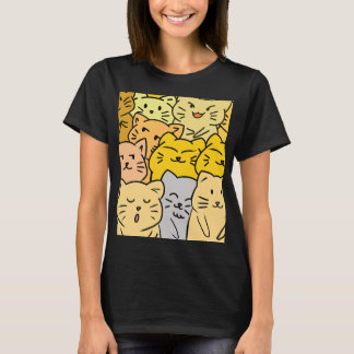 カジュアルウェアの女性用Tシャツ用のかわいい猫の群れ Tシャツ