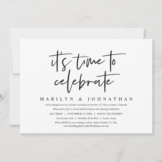 カジュアルウェディングエロープメント、 お祝いする時が来た 招待状 (正面)
