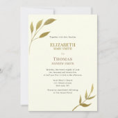 カジュアルエレガントなアイボリーとゴールドのウェディング 招待状 (正面)