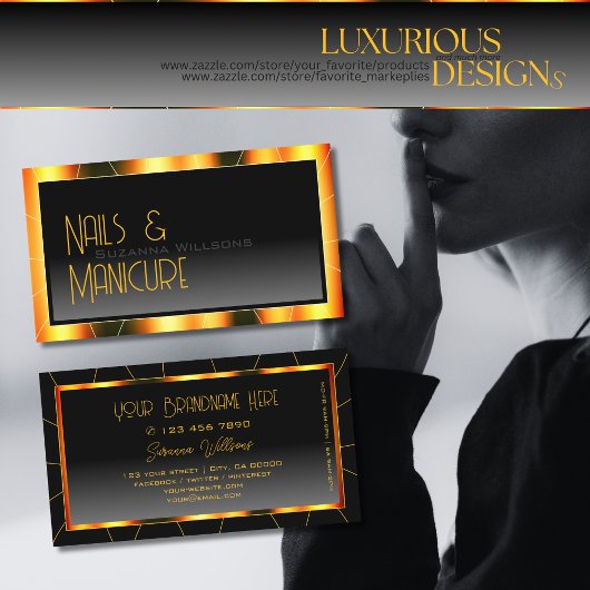 カジュアルオレンジ色フレーム黒グラデーシスタイリッシュョモダンン 名刺