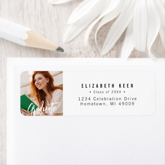 カジュアルカスタム写真卒業差出人住所 ラベル (インサイチュ)