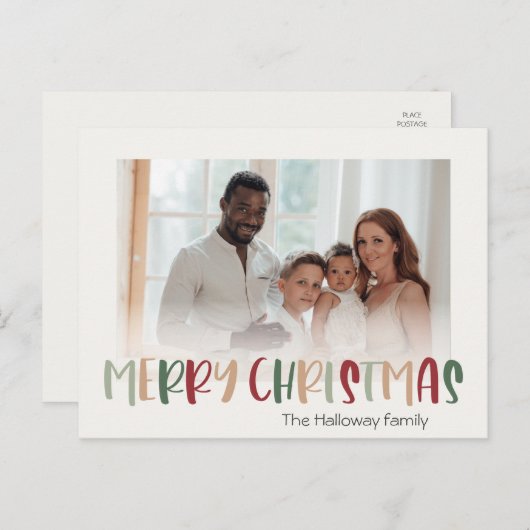 カジュアルカラフルクリスマスの色あせ写真 シーズンポストカード (正面/裏面)