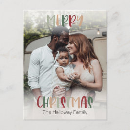 カジュアルカラフルChristmas Bright Full Photo シーズンポストカード