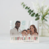 カジュアルカラフルChristmas Full Photo シーズンポストカード (スタンド正面)