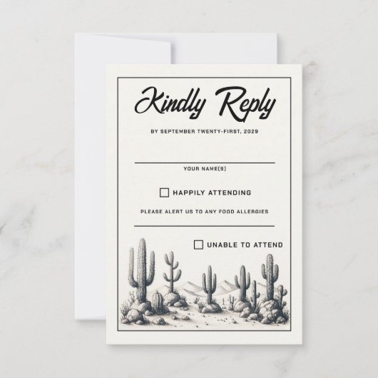 カジュアルサク結婚ス 出欠カード (正面)