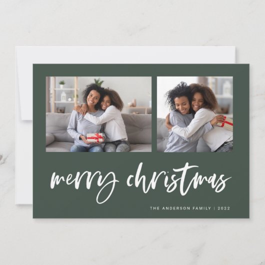 カジュアルスクリプトツー写真グリッド | メリークリスマス シーズンカード (正面)