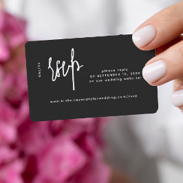 カジュアルスクリプモダントブラック結婚オンラインrsvp エンクロージャーカード