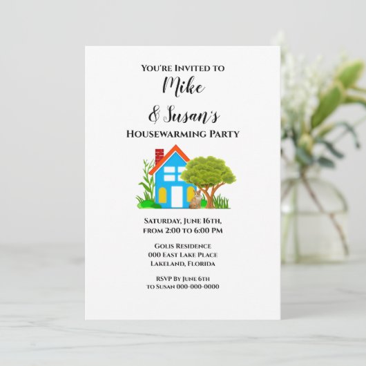 カジュアルスタイル引っ越し祝いパーティーパーティの招待状 招待状 (スタンド正面)