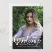 カジュアルタイポグラフィスクリプト2写真の卒業 招待状 (正面)