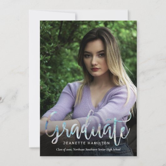 カジュアルタイポグラフィスクリプト2写真卒業Invita 招待状 (正面)